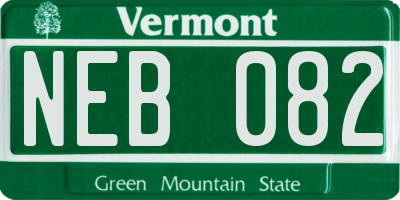 VT license plate NEB082