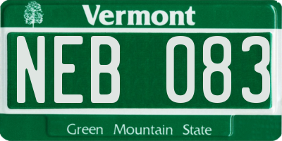VT license plate NEB083
