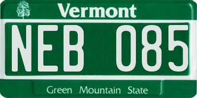 VT license plate NEB085