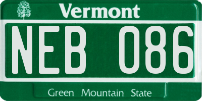 VT license plate NEB086
