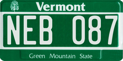 VT license plate NEB087