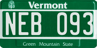 VT license plate NEB093
