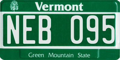 VT license plate NEB095
