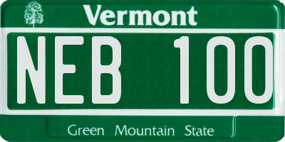 VT license plate NEB100