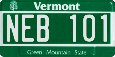 VT license plate NEB101
