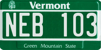VT license plate NEB103