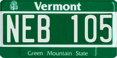 VT license plate NEB105