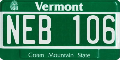 VT license plate NEB106