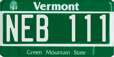 VT license plate NEB111