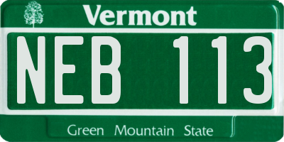VT license plate NEB113