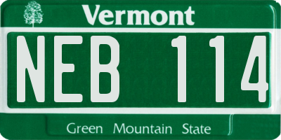 VT license plate NEB114