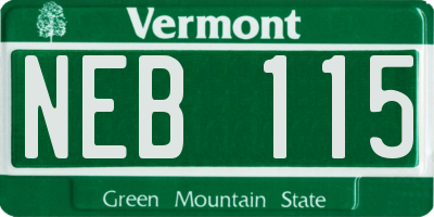 VT license plate NEB115