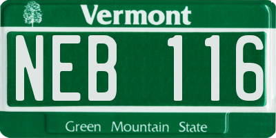 VT license plate NEB116