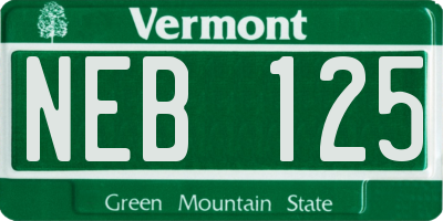 VT license plate NEB125