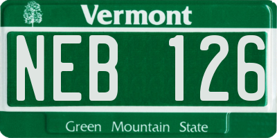 VT license plate NEB126