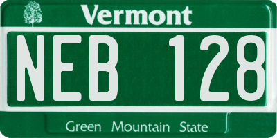 VT license plate NEB128