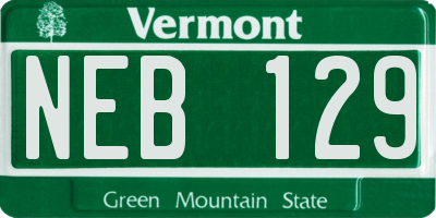 VT license plate NEB129