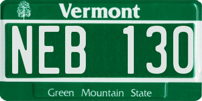 VT license plate NEB130