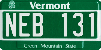 VT license plate NEB131