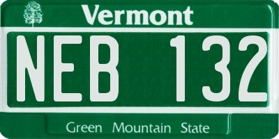 VT license plate NEB132