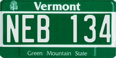 VT license plate NEB134