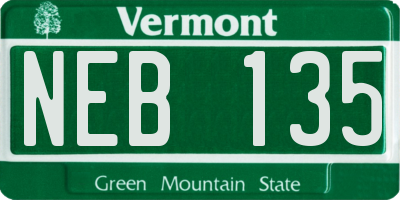VT license plate NEB135