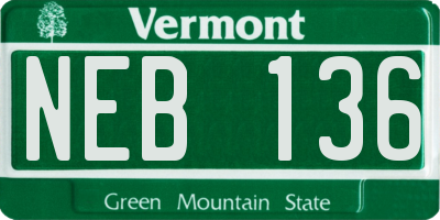 VT license plate NEB136
