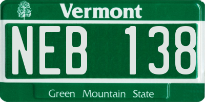 VT license plate NEB138