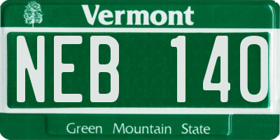 VT license plate NEB140