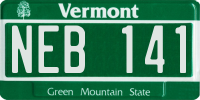 VT license plate NEB141