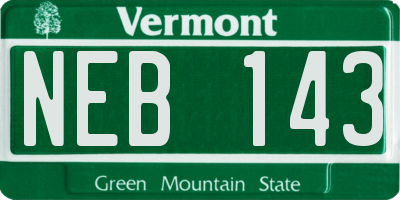 VT license plate NEB143