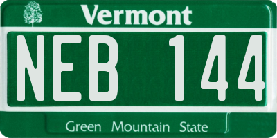 VT license plate NEB144