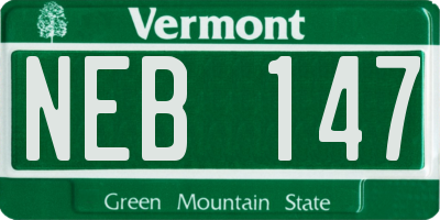 VT license plate NEB147