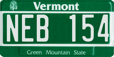 VT license plate NEB154