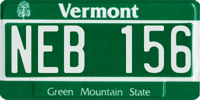 VT license plate NEB156