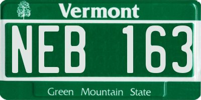 VT license plate NEB163