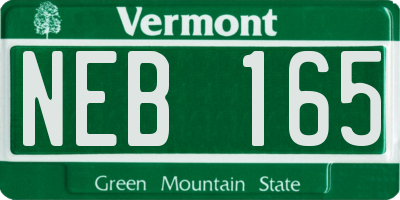 VT license plate NEB165