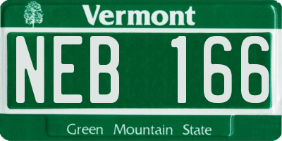 VT license plate NEB166