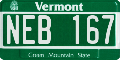 VT license plate NEB167