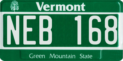 VT license plate NEB168