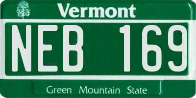 VT license plate NEB169