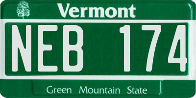 VT license plate NEB174