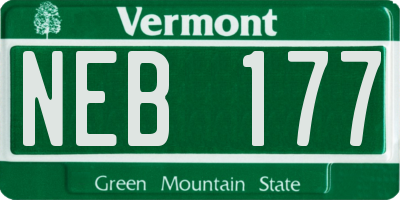 VT license plate NEB177