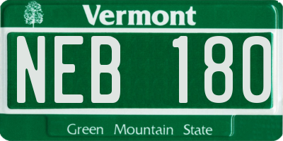 VT license plate NEB180