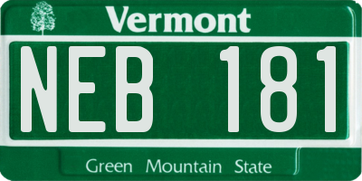 VT license plate NEB181