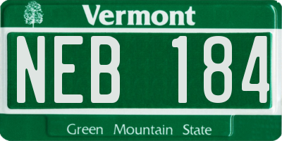 VT license plate NEB184