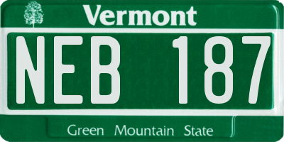 VT license plate NEB187