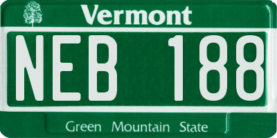 VT license plate NEB188