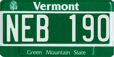 VT license plate NEB190