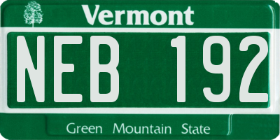 VT license plate NEB192